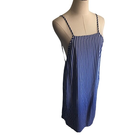 Asos Dress Women's Size 4 Blue White Striped Sleeveless Open Back strappy mini - Picture 4 of 6